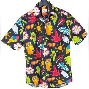 Opposuits Mens Tropical Thunder Stretch Short Sleeve Button-Up Shirt Size Medium